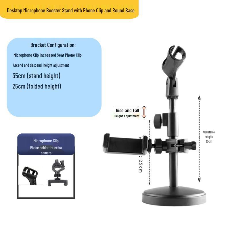 Desktop Streaming Microphone Stand with Fill Light, Boom Arm, and Phone Holder