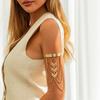 Ingemark Vintage Punk Tassel Link Open Upper Arm Bracelet for Women Goth V Shape Pendant Adjustable Bangles Couple Jewelry Gift