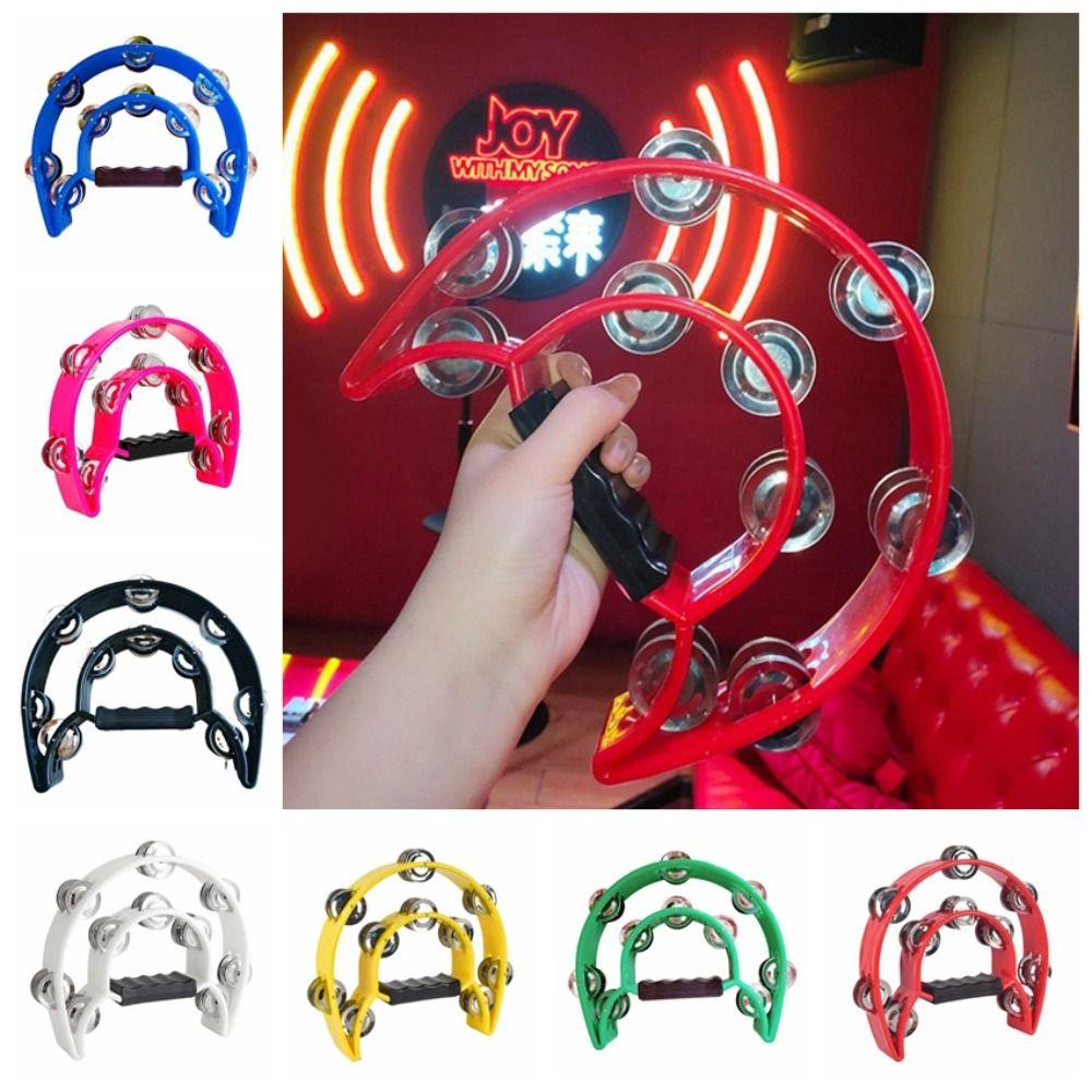 Musical Orff Tambourine Educational Hand Ring Tambourine Half Moon Handbell  Musical Enlightenment