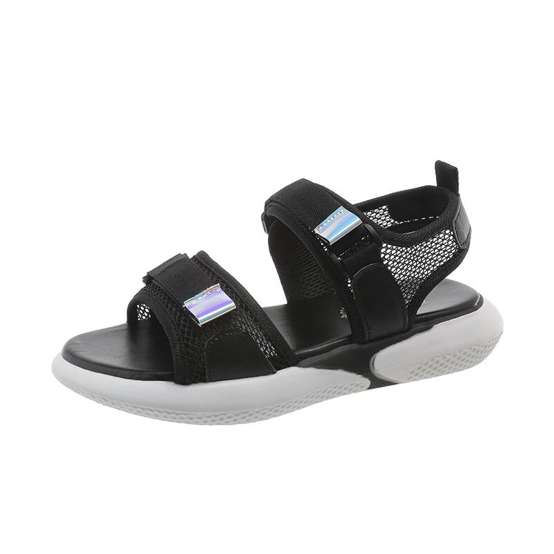 Fashion Women's Fashion Sports Sandals Summer New Round Head Mesh Cloth Breathable Soft Sole Anti-slip Wear-resistant Flat Shoes