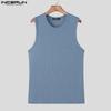 INCERUN Summer Men Round Neck Sleeveless Semi-Sheer Rib Casual Tank Tops