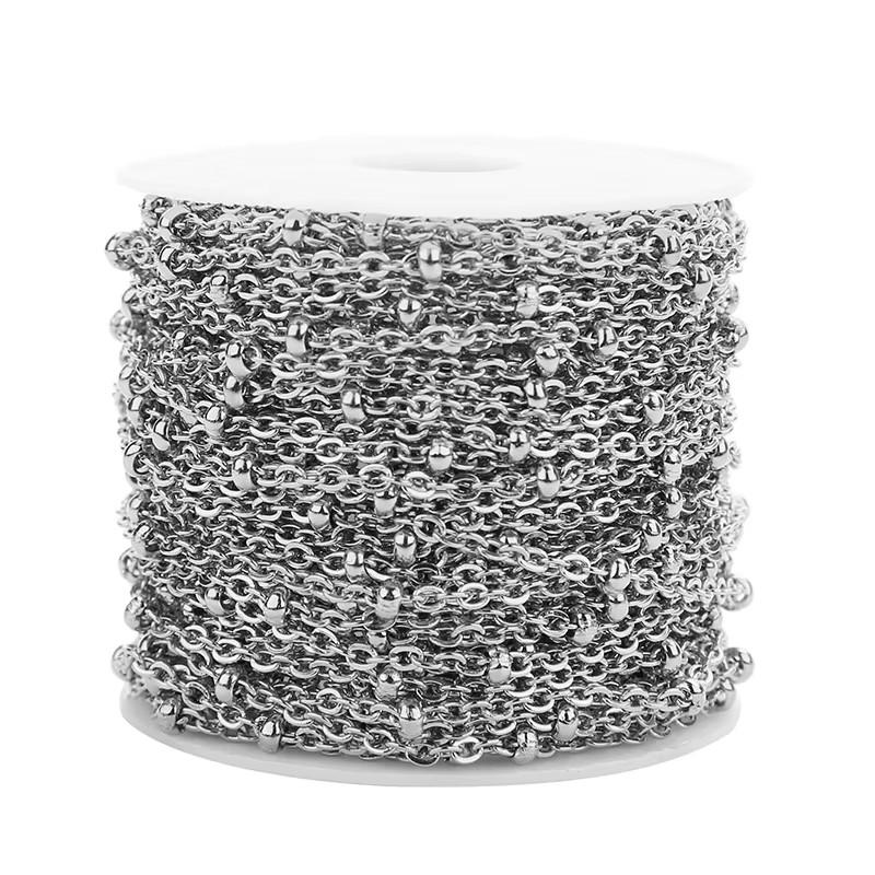 

2meters Never Fade Stainless Steel Necklace Chains Bulk Lot 2mm Bead Link Chains for Diy Bracelet Jewelry Making Accessories