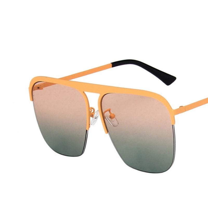 Gradient Colour Single Beam Retro Metal Half Frame Sunglasses Outdoor Travel Beach Picnic Sunglasses Women'S Daily Accessories