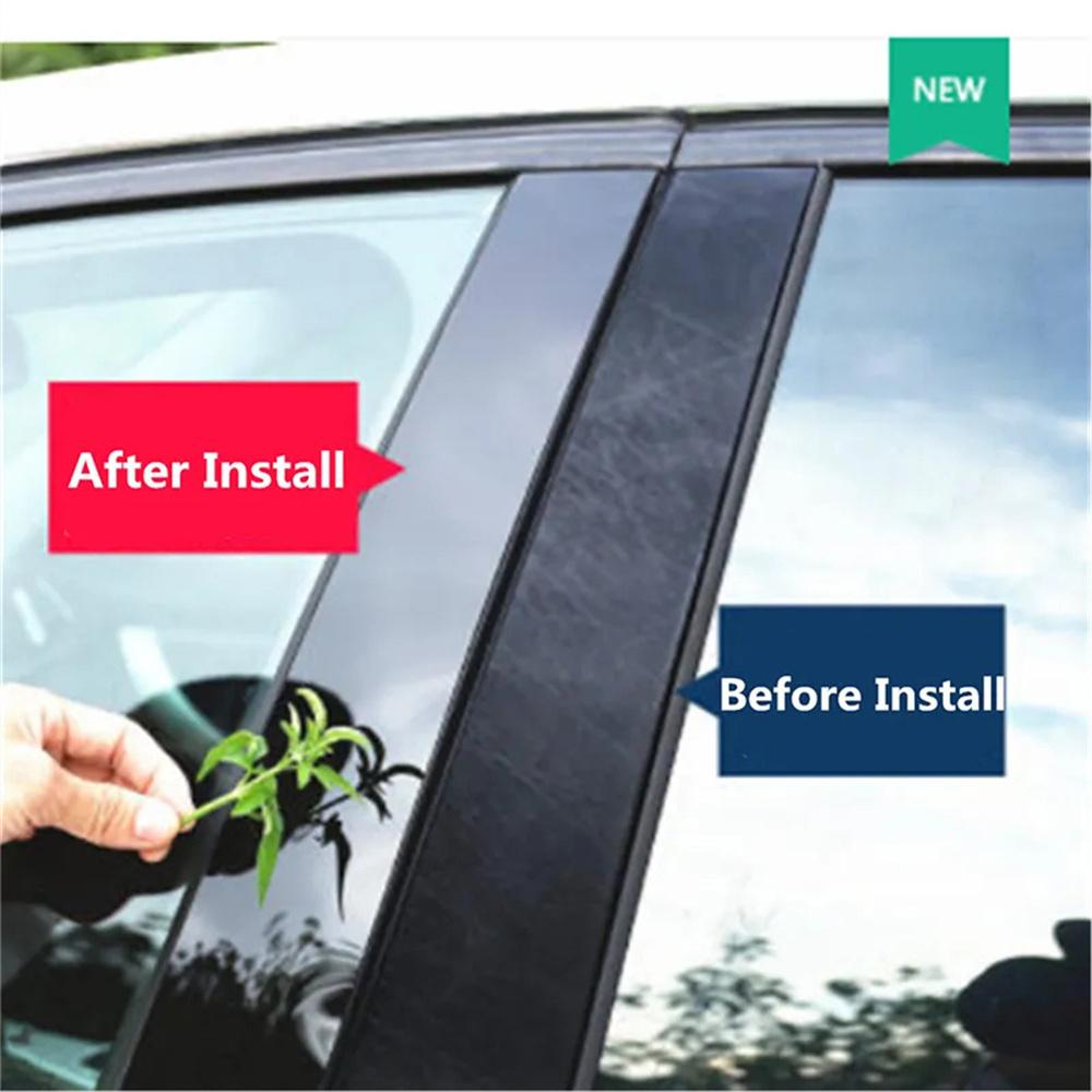 8x Gloss Black Pillar Posts Cover Door Window Trim Decal For Ford 2009-2019 Flex