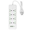 Power Socket White PC Casing Insulated 4 USB 2 PD 8 Ports Power Strip with 2m Extension