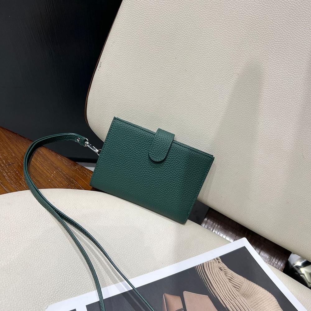 2025 Genuine Leather Women Wallets With Leather Hanging String First Layer Of Cowhide Passport Cards Holder Portable Short Purse