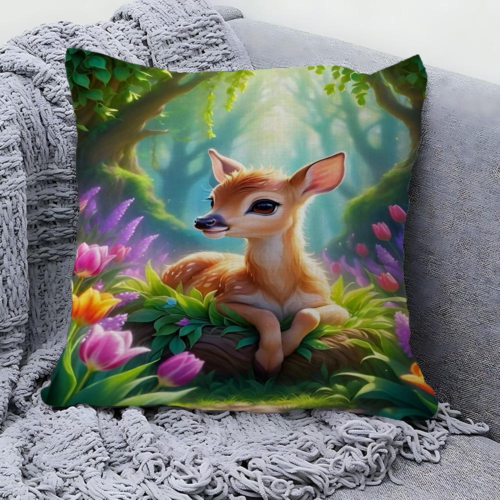 Cartoon Cute Deer Jungle Pillowcases Home Bedding Decorative Pillow Cover Wedding Super Soft Pillow Case