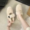Inner Height Increase Thick-soled Plush Warm Fluffy Shoes Women Wear Velcro In Autumn and Winter, Foreign Style Mary Jane Single Shoes Cotton Shoes