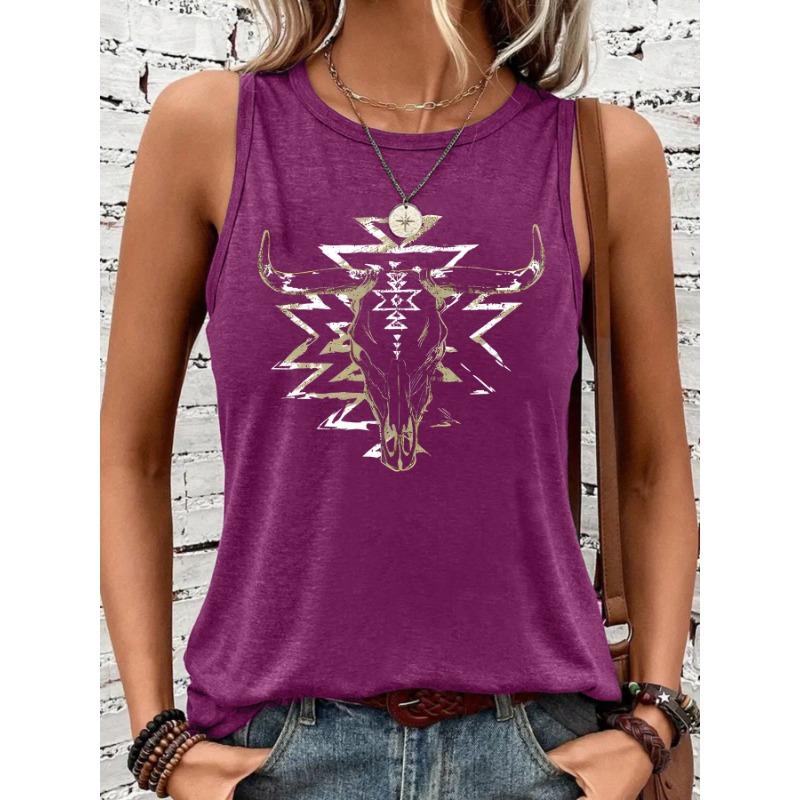 Casual Summer Sleeveless Women's Loose Horn-patterned Large Vest