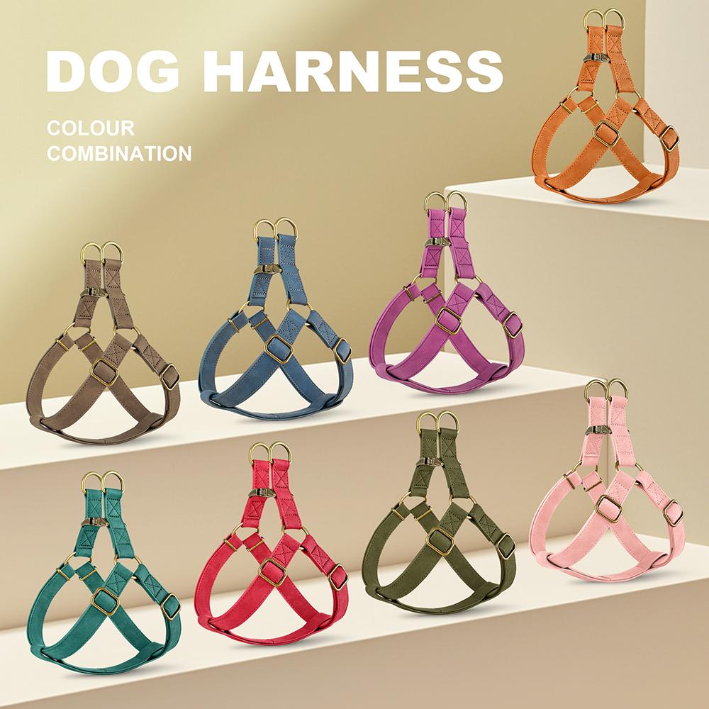 Personalized PU LeatherPet ID Name Buckle Harness Durable Dog Harnesses Free Engraved Dog Vest For Small Medium Larges Dogs Pug