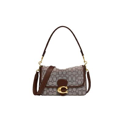 Tabby 26 Embellished Logo Hardware Jacquard Underarm Bag Soft European Bag Handle Crossbody Shoulder Bag Medium Women's Oak and Maple