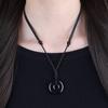 Obsidian Pea Disc Amulet Power Stone Necklace [Koai] (Unisex)