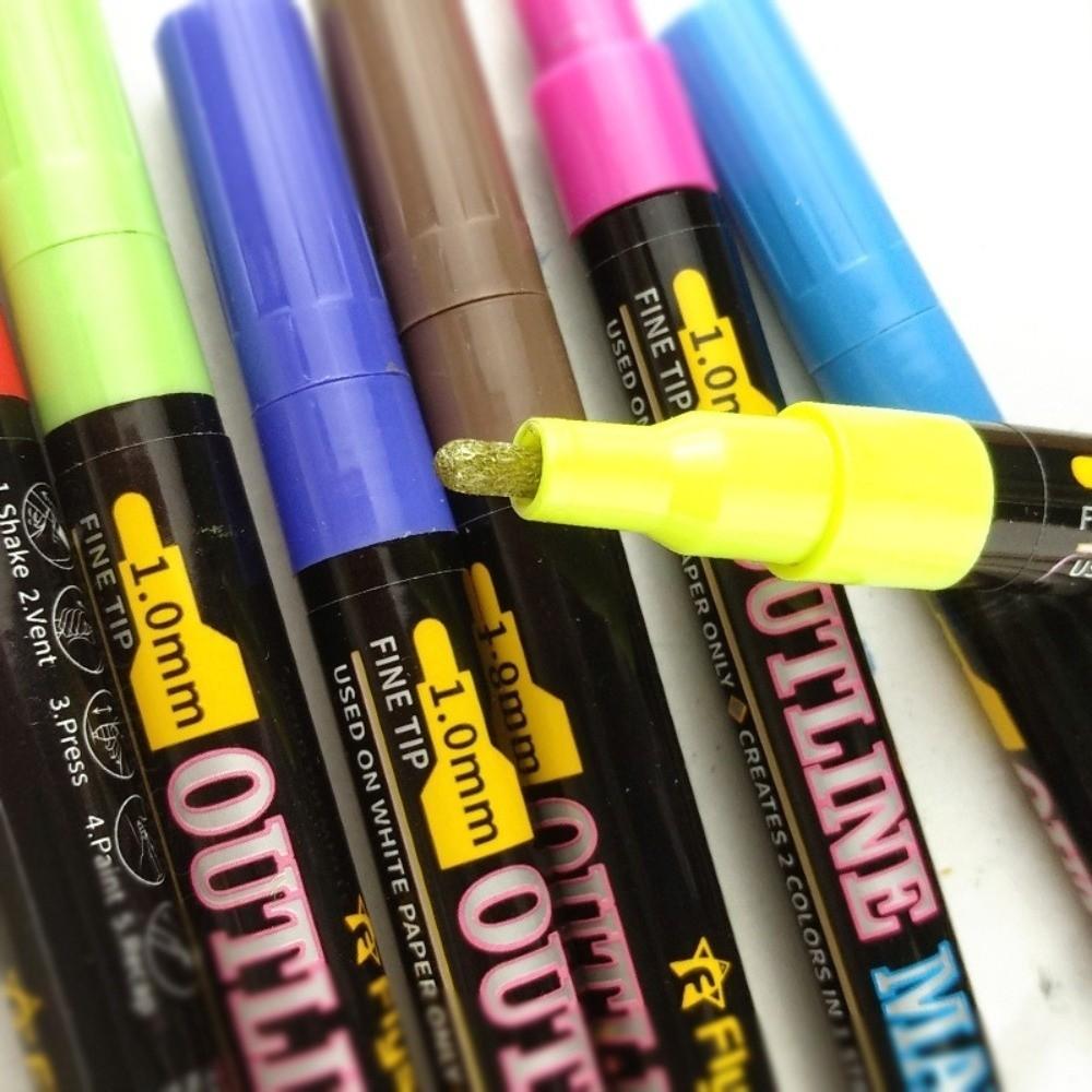 Multicolour Dual-Line Highlighter Water Soluble Acrylic Paint Pens  Glass Ceramic