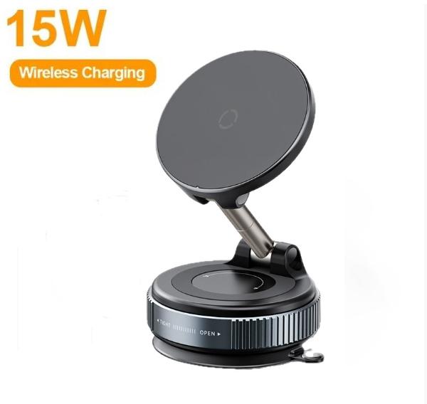 15W Wireless Charger Magnetic Car Phone Holder 360° Rotation Foldable Suction Cup Stand Call Navigation Phone Bracket