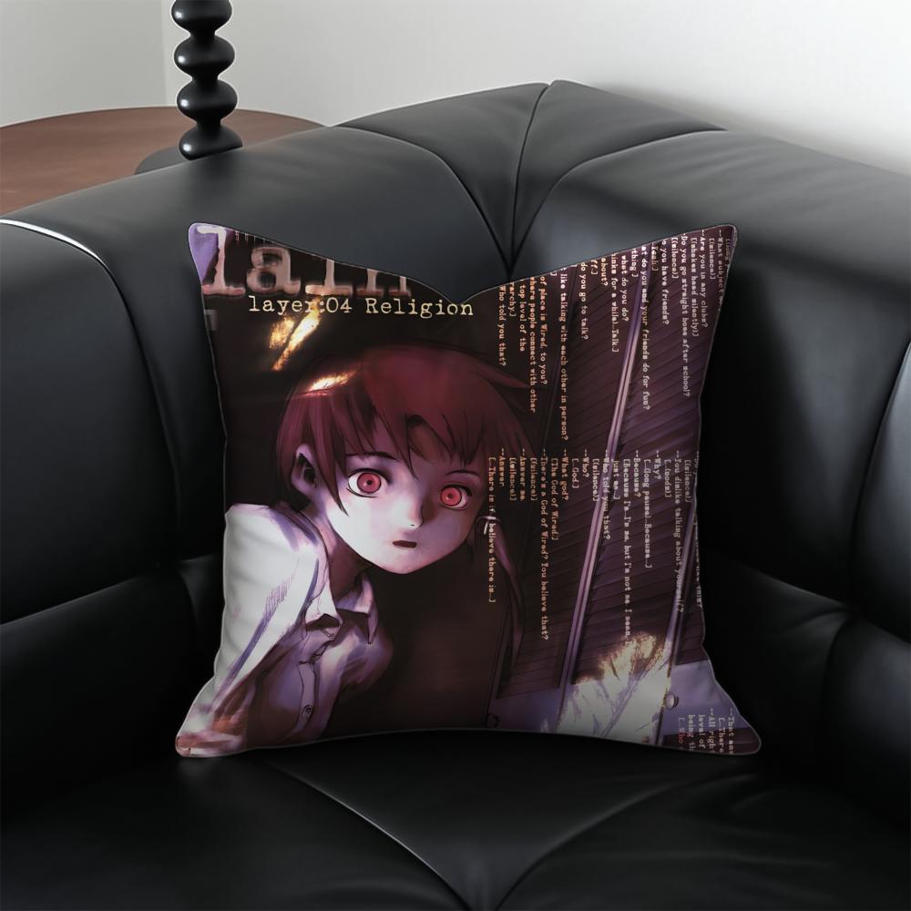 anime cyberpunk SSerial EExperiments LLain Cushion Cover Pillow Case Antidustmite Invisible zipper silky plush cushion