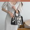 Women's Floral Pattern Handbag and Purse PU Leather Stitching Tote Satchel Shoulder Bag Commuter Top Handle Crossbody