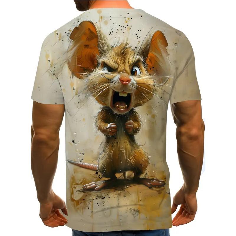 Round Neck 3D Printed Men's T-shirt Casual Summer Super Lightweight Trendy and Versatile Easy To Control Cartoon Pattern T-shirt