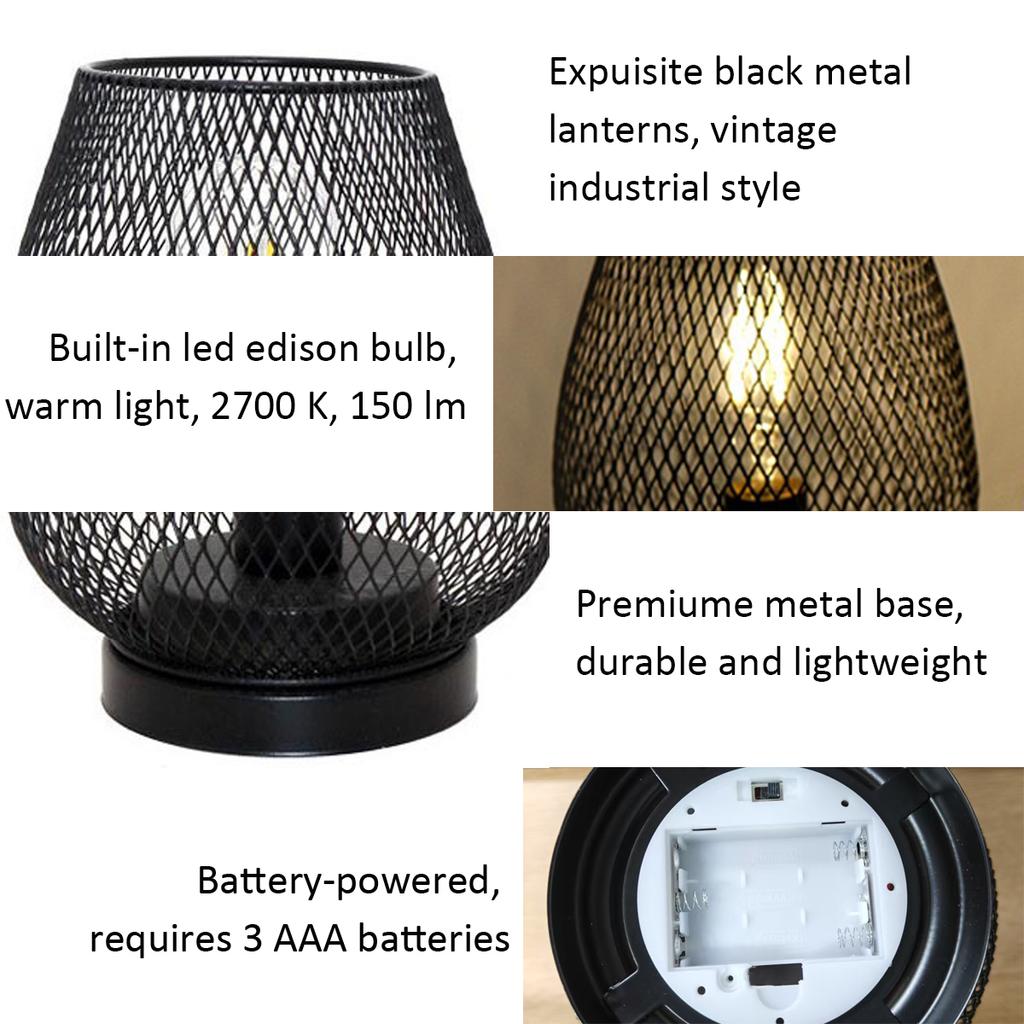 Industrial Style Birdcage Decorative Table Lamp Iron Geometric Retro Lamp Crafts Black And White Silk Screen LED Night Light