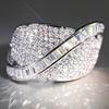 Huitan Sparkling Women Ring Luxury Accessories Inlaid Shining CZ Trendy Party Engagement Holiday Wedding Unique Design Jewelry