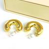 ZAKOL Chunky 316L Stainless Steel CC Hoop Earrings With Detachable Zircon Earplugs Personalized Gold Color Everyday Zircon