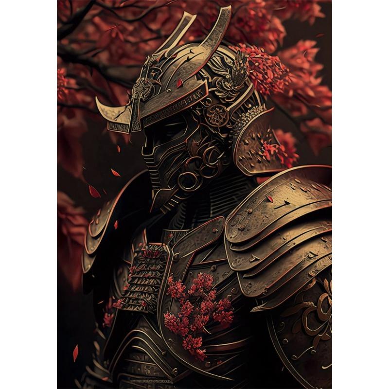 Retro Vintage Floral Samurai Anime Poster  Aesthetic Canvas Wall Art Print for Home Decor