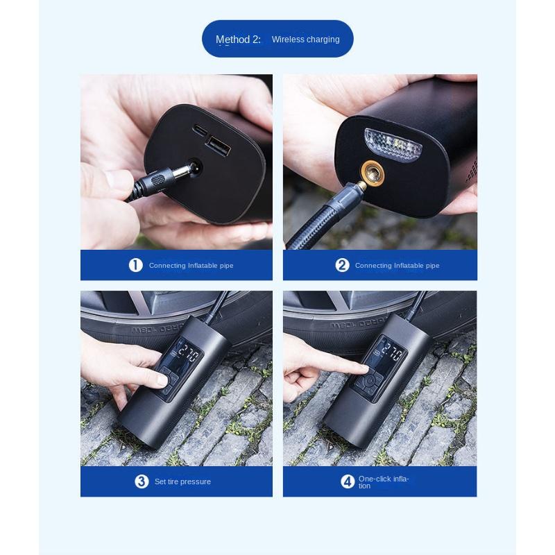 Convenient Echargeable Air Pump Tire Inflator Portable Compressor Digital Cordless Car Tyre Inflator for Bicycle Balls