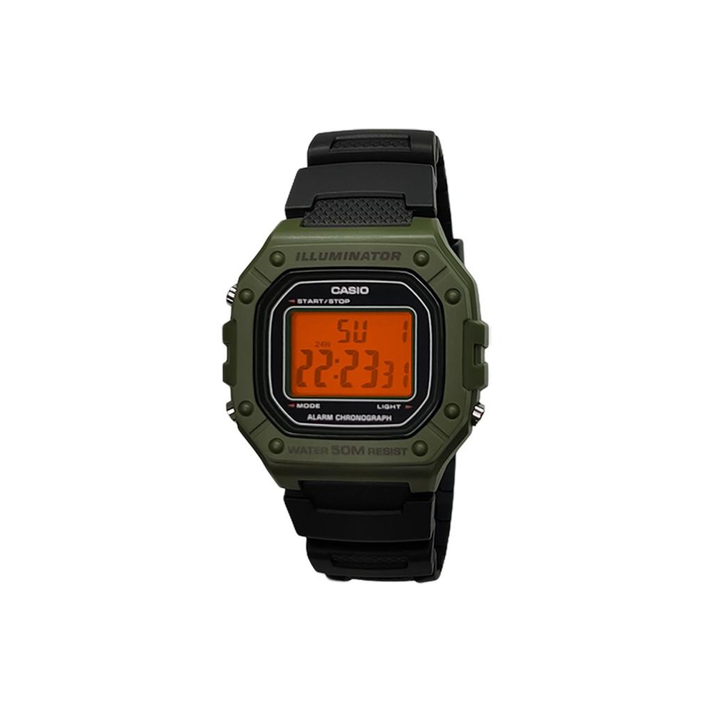 CASIO Custom Collection Quartz Movement Resin Strap Watch Men's Watches Green Dial W-218H-3A(Watch5--)