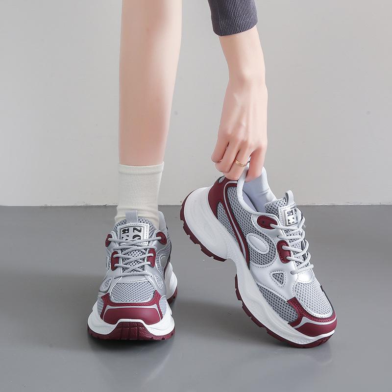 2025 spring new dad shoes mesh breathable thick sole heightening running shoes casual shoes sports shoes