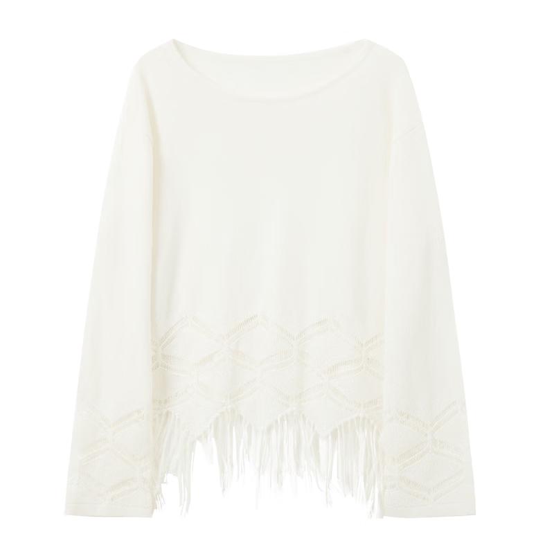 Sancai Linen Blend Tassel Knit Cover-up Top