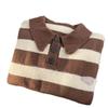 American retro brown striped trendy brand lapel polo sweater men and women autumn and winter ins high street loose lazy wind