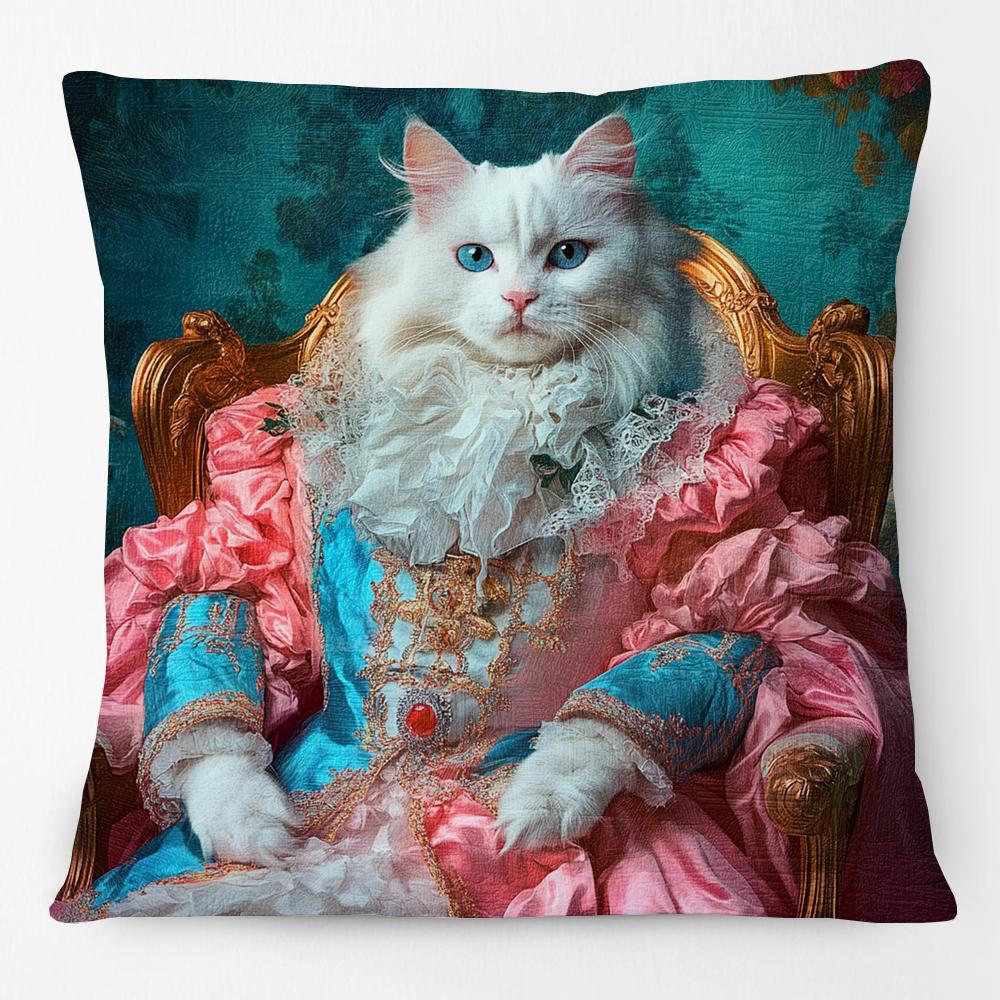 Victorian Princess Cat Labrador Dog Lord Greyhound Pet Portrait Print Cushion Cover Pillow Case