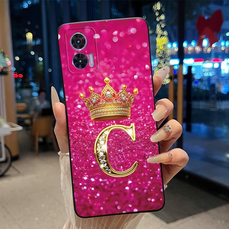 Phone Case For Motorola Edge 30 Lite/Motorola Edge 30 Neo 5G Black Case Shockproof Soft Fashion Letter Crown Cover