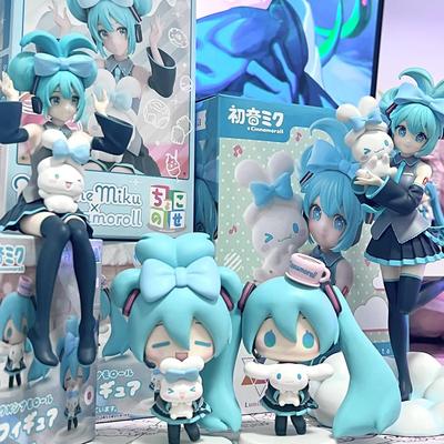Figurine Anime Hatsune Miku X Cinnamoroll 20CM Modèles de Collection Périphériques Anime Décorations Décoratives Cadeaux Mignons et Charmants pour Enfants