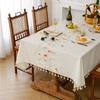 Embroidered Waterproof Linen Tablecloth Rectangle Elegant Dining Table Cover Tea Table Cloth