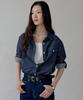 STEP AROUND Sheer Denim Western Loose Fit Shirt_Deep Blue