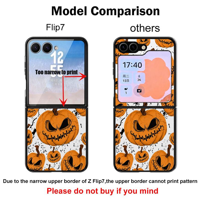 Halloween Pumpkin Lantern Case For Samsung Z Flip 8 7 FE 6 5 4 Hybrid Leather Skin Hard PC Bumper Cover For Galaxy Z Flip8 Flip7 Flip6 Flip5