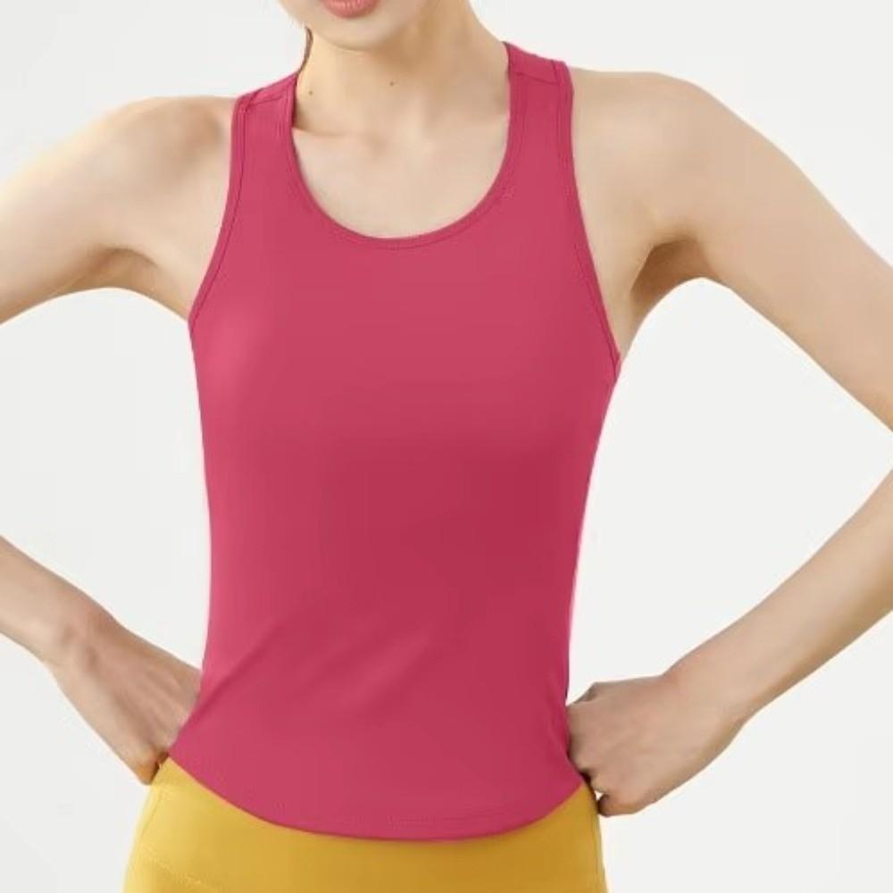 Anti-Light Yoga Vest Round Neck Design Tight Body Vest Flexible Fitness Tank Top  Yoga Practice