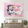 Pink Heart Anime Girl Wall Tapestry Kawaii Pastel Aesthetic Wall Hanging Bedroom Dorm Home Decor