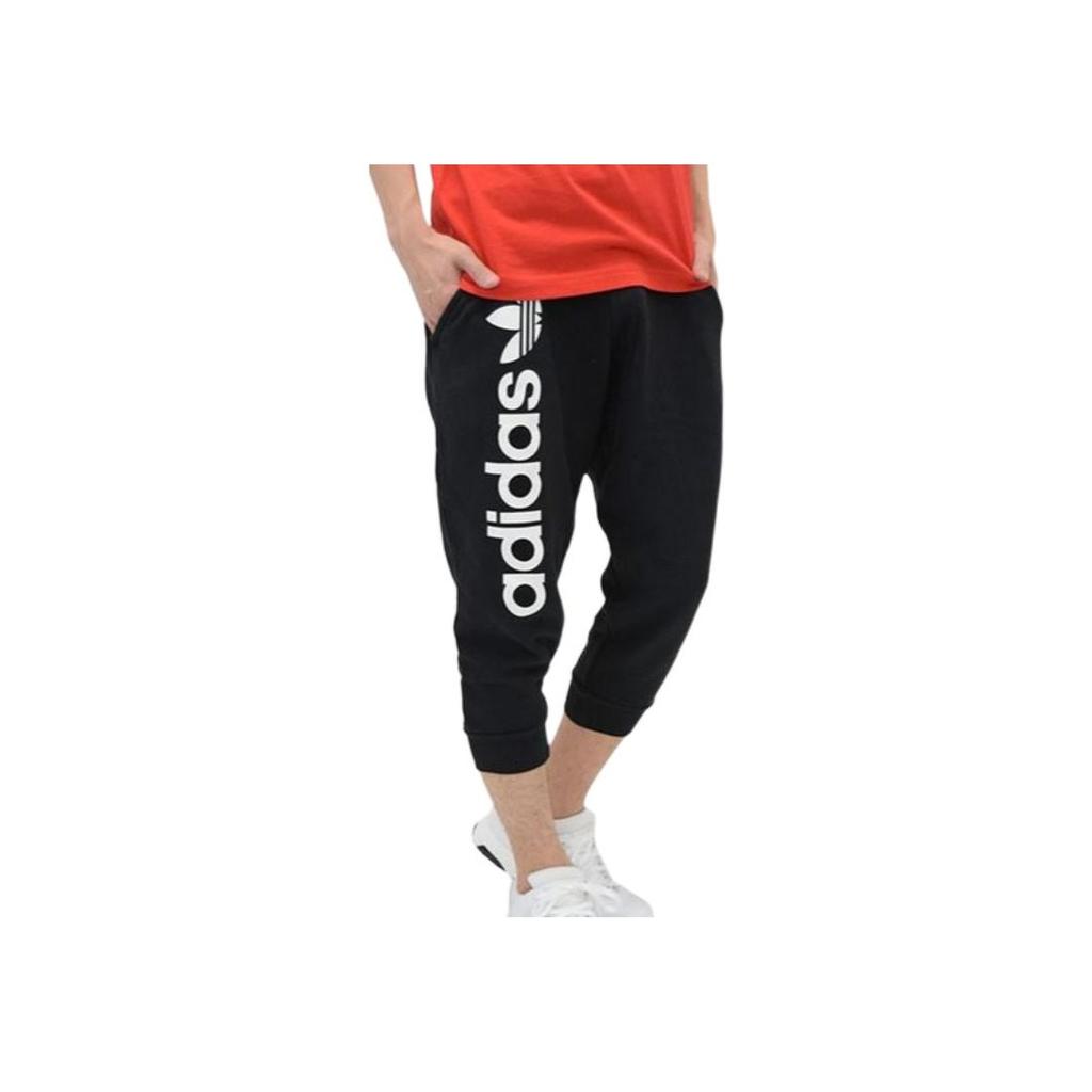 adidas Originals Casual Life Series Brand Logo Fashion Comfortable Soft Versatile Three-Quarter Casual Shorts Men Shorts Black AY8616