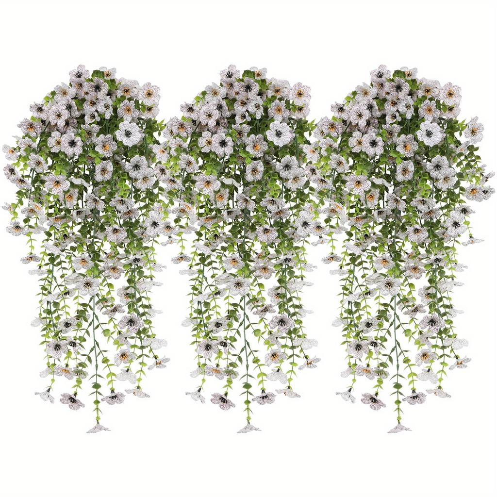 2 Pezzi Fiori Artificiali da Esterno Eucalipto Viola Piante Verdi