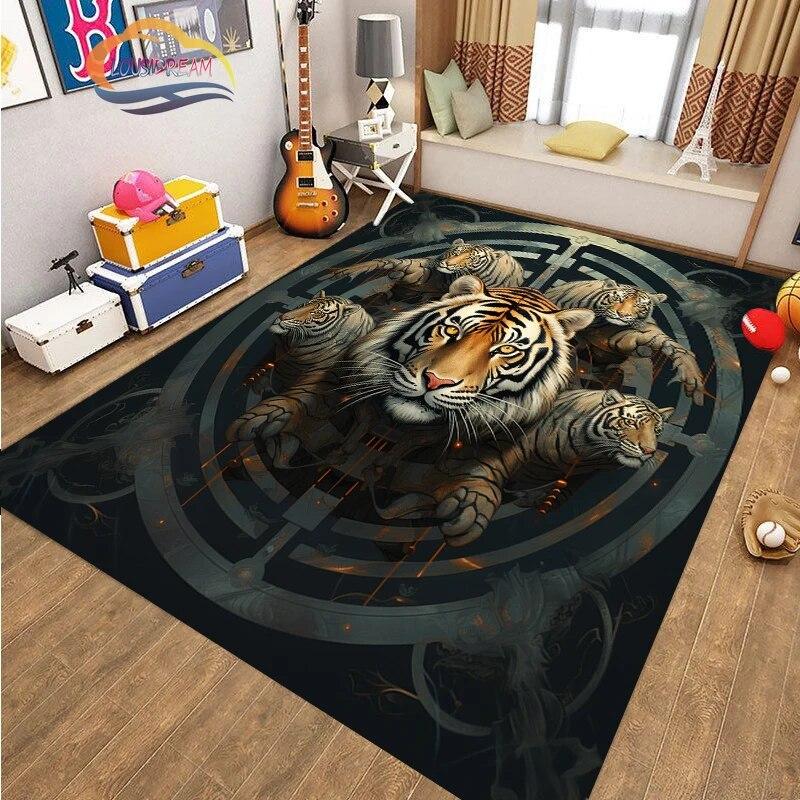 Covor de podea cu animale cool tigru art fashion covor Decorație casei cadouri covor Anti-alunecare pentru sufragerie și pat copil