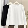 Plus Size Women Long Sleeve Top Pleated Cuff Crew Neck Casual