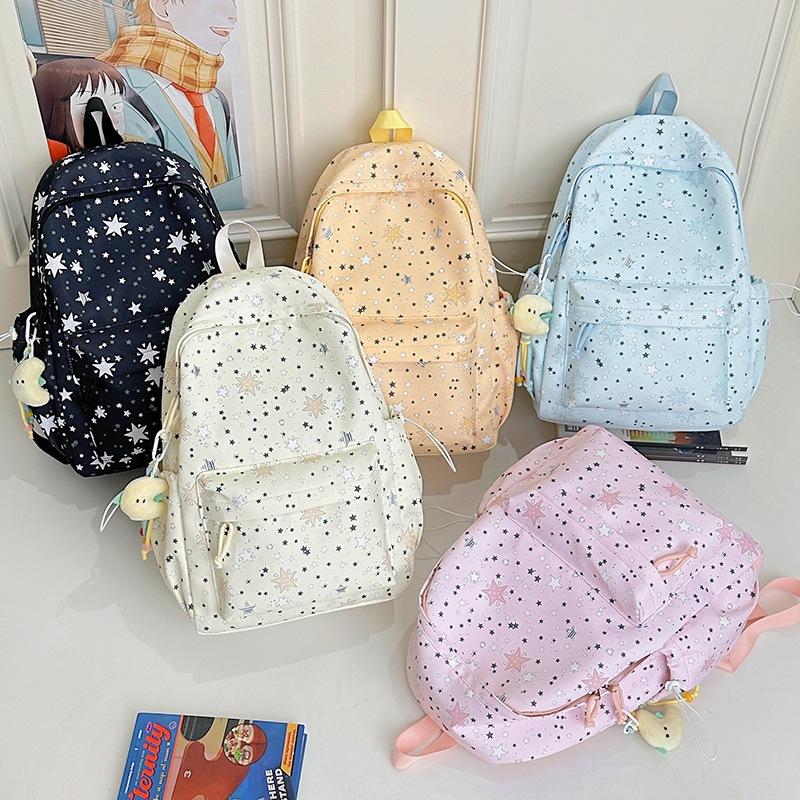 Schoolbag niche ins Mori backpack women's large-capacity junior high school high school student schoolbag Korean version ultra-light star printed