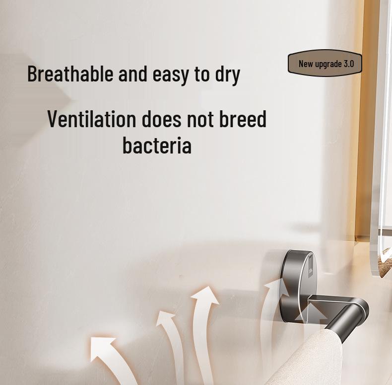 No-Drill Suction Cup Towel Rack: Wall-Mounted Bathroom Organizer with Single/Double Bars.