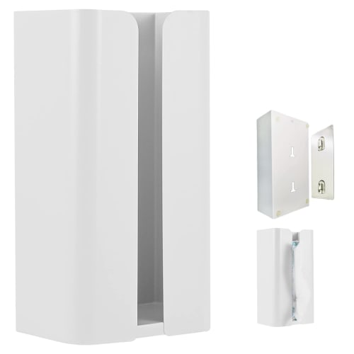 Rectangular Wall-mounted Tissue Holder/paper Holder with One-handed Tear-off for Kitchen, Bathroom, and Sink Storage (white)