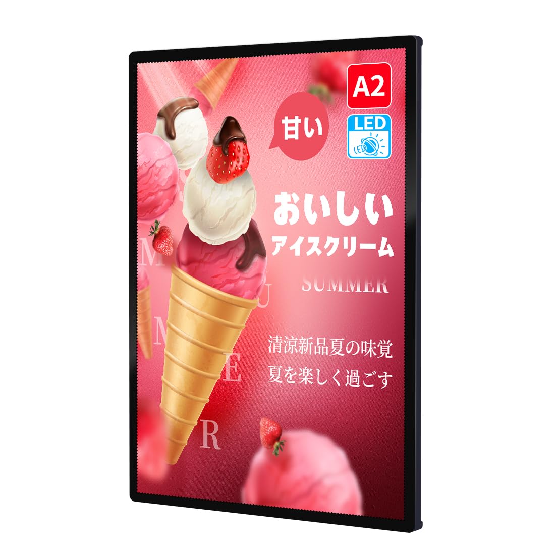 

Светодиодный постер с подсветкой, подсвеченный постер, светодиодный держатель постера, подсвеченный, высокая яркость, размер 5500 A2, панель C-J-W, тонкий, настольный, настенный, чёрный