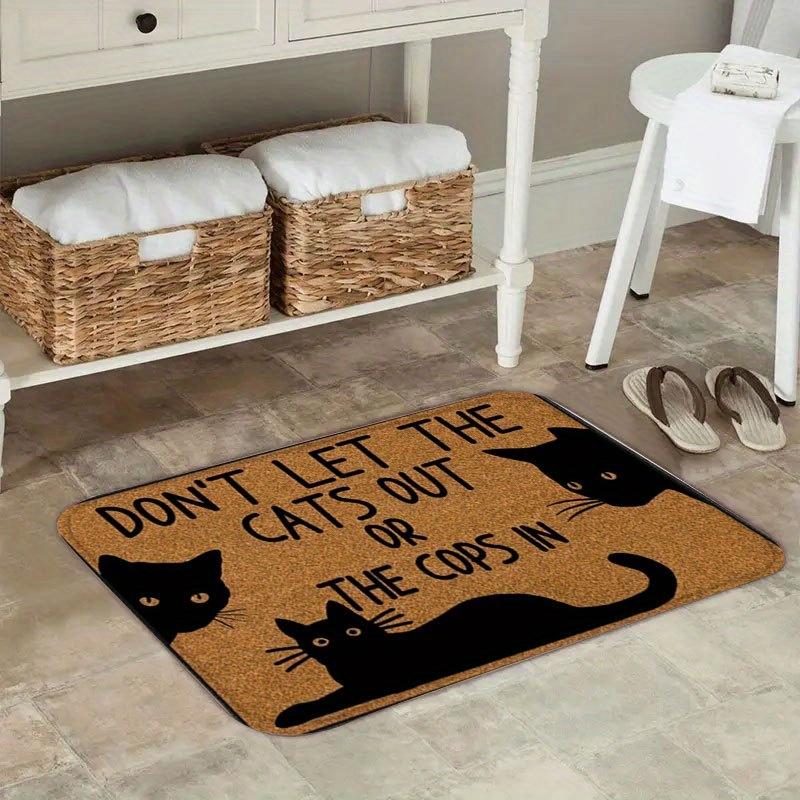 Funny Cat Doormat Don't Let The Cats Out Non-Slip Washable Entrance Rug Front Door Mat Home Decor Gift for Cat Lovers
