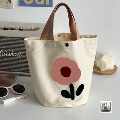 Japanese Floral Canvas Tote: Versatile Small Handbag & Lunch Box