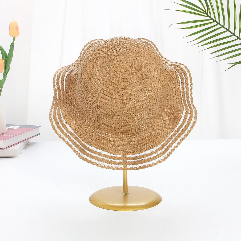 DIY Straw Hat Light Plate Hat Embryo, Summer Large Eave Woven Wave Shaped Sunshade and Sun Protection Sun Hat