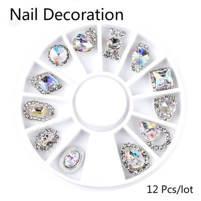 Nail Art Wheel Gems Metal AB  Glitter 3D Tips Accessoires Jewelry Manicure